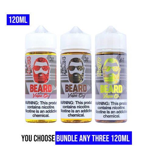 Beard 32 Vape Juice Beard Vape Co 120ml Pick 3 Bundle (360ml) .75 Beard 32 Vape Juice Beard Vape Co 120ml Pick 3 Bundle (360ml) .75