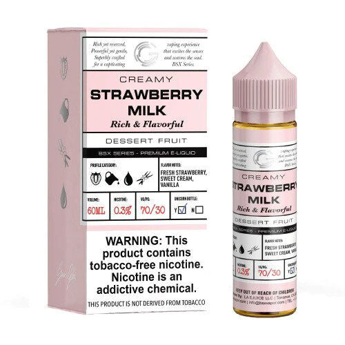 the milk vape juice Strawberry Milk by GLAS Basix Eliquid 60ml ⋆ $11.99