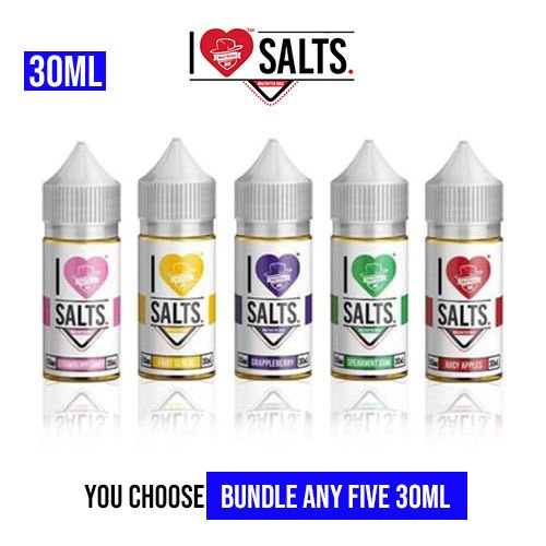 I Love Salts Vape Juice Pick 5 Bundle 30mL (150ml) $59.99 I Love Salts Vape Juice Pick 5 Bundle 30mL (150ml) $59.99