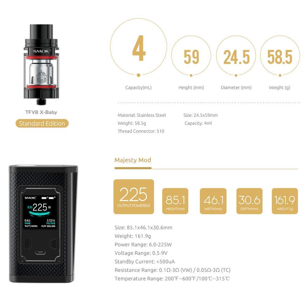 Smok Majesty 225W Specs